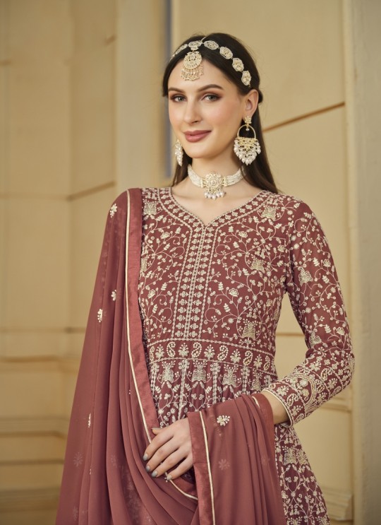 7804 Brown Faux Georgette Embroidered Semi-Stitched Anarkali Suit 7804 Brown Faux Georgette Embroidered Semi-Stitched Anarkali Suit