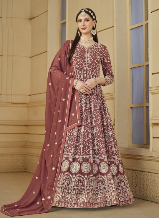 7804 Brown Faux Georgette Embroidered Semi-Stitched Anarkali Suit 7804 Brown Faux Georgette Embroidered Semi-Stitched Anarkali Suit