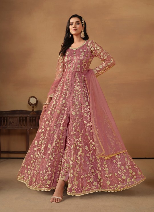 7901 Pink Net Embroidered Semi-Stitched Anarkali Suit 7901 Pink Net Embroidered Semi-Stitched Anarkali Suit