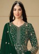 8101 Green Faux Georgette Embroidered Semi-Stitched Anarkali Suit