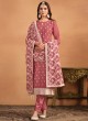 8404 Peach Faux Georgette Embroidered Semi-Stitched Salwar Kameez