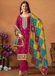 8602 Rani Pink Chinon Silk Embroidered Semi-Stitched Salwar Kameez 8602 Rani Pink Chinon Silk Embroidered Semi-Stitched Salwar Kameez