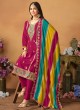 8702 Rani Pink Chinon Silk Embroidered Semi-Stitched Salwar Kameez 8702 Rani Pink Chinon Silk Embroidered Semi-Stitched Salwar Kameez