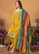 8703 Mustard Chinon Silk Embroidered Semi-Stitched Salwar Kameez 8703 Mustard Chinon Silk Embroidered Semi-Stitched Salwar Kameez