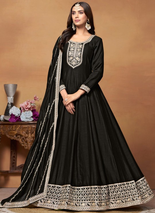 8901 Black Art Silk Embroidered Semi-Stitched Anarkali Suit 8901 Black Art Silk Embroidered Semi-Stitched Anarkali Suit