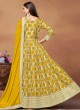 9101 Yellow Dola Jacquard Embroidered Semi-Stitched Anarkali Suit 9101 Yellow Dola Jacquard Embroidered Semi-Stitched Anarkali Suit