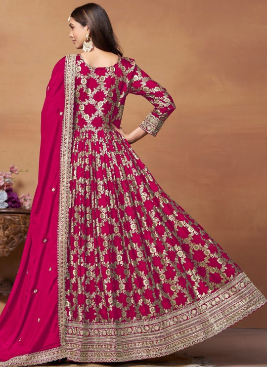 9104 Pink Dola Jacquard Embroidered Semi-Stitched Anarkali Suit 9104 Pink Dola Jacquard Embroidered Semi-Stitched Anarkali Suit