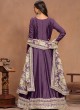 9802 Purple Art Silk Embroidered Semi-Stitched Anarkali Suit