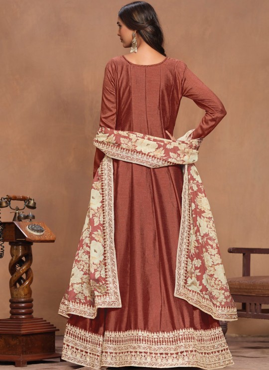 9804 Brown Art Silk Embroidered Semi-Stitched Anarkali Suit 9804 Brown Art Silk Embroidered Semi-Stitched Anarkali Suit