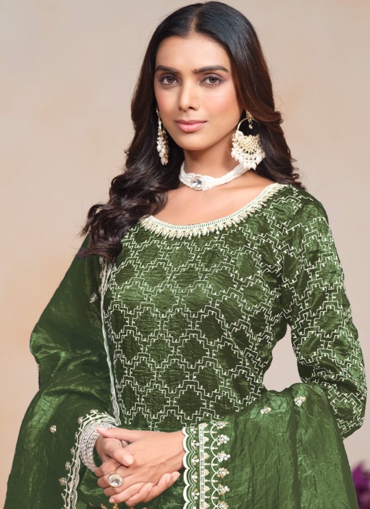 20304 Teal Green Gold Crush Embroidered Semi-Stitched Palazzo Suit 20304 Teal Green Gold Crush Embroidered Semi-Stitched Palazzo Suit