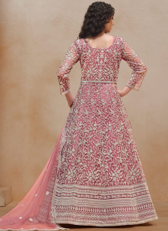 20501 Peach Net Embroidered Semi-Stitched Anarkali Suit 20501 Peach Net Embroidered Semi-Stitched Anarkali Suit