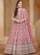 20501 Peach Net Embroidered Semi-Stitched Anarkali Suit 20501 Peach Net Embroidered Semi-Stitched Anarkali Suit