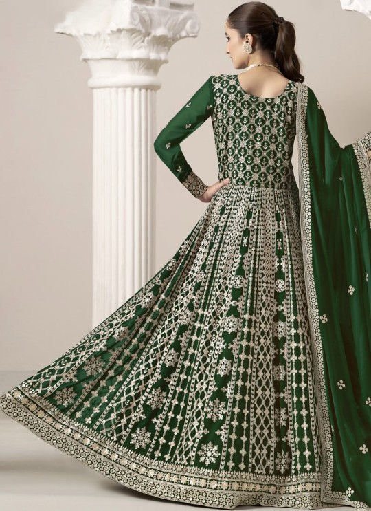 206A Green Faux Georgette Embroidered Semi-Stitched Anarkali Suit 206A Green Faux Georgette Embroidered Semi-Stitched Anarkali Suit