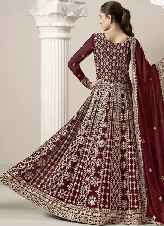 206D Maroon Faux Georgette Embroidered Semi-Stitched Anarkali Suit 206D Maroon Faux Georgette Embroidered Semi-Stitched Anarkali Suit