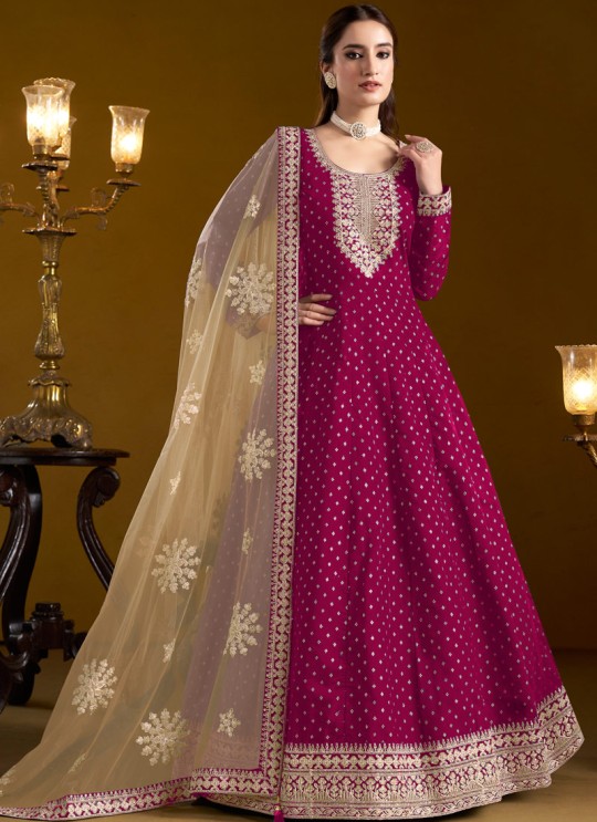 207D Rani Pink Chanderi Butti Embroidered Semi-Stitched Anarkali Suit 207D Rani Pink Chanderi Butti Embroidered Semi-Stitched Anarkali Suit
