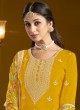 208A Yellow Chinon Embroidered Semi-Stitched Sharara Suit 208A Yellow Chinon Embroidered Semi-Stitched Sharara Suit