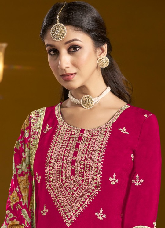208D Pink Chinon Embroidered Semi-Stitched Sharara Suit 208D Pink Chinon Embroidered Semi-Stitched Sharara Suit