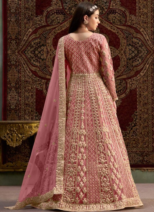 209A Peach Net Embroidered Semi-Stitched Anarkali Suit 209A Peach Net Embroidered Semi-Stitched Anarkali Suit