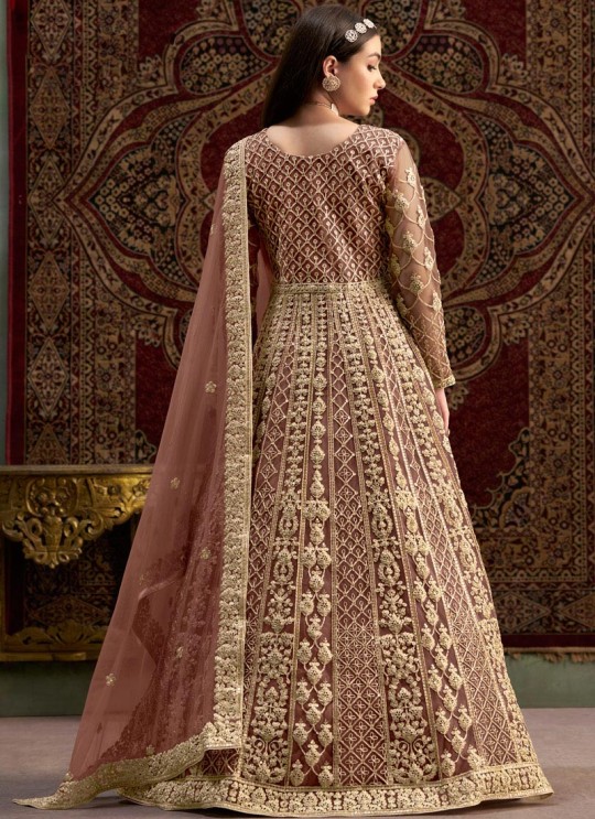 209D Brown Net Embroidered Semi-Stitched Anarkali Suit 209D Brown Net Embroidered Semi-Stitched Anarkali Suit