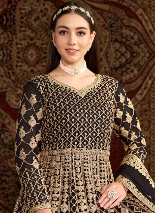 210A Black Net Embroidered Semi-Stitched Anarkali Suit 210A Black Net Embroidered Semi-Stitched Anarkali Suit