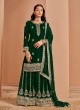 211A Green Faux Georgette Embroidered Semi-Stitched Palazzo Suit 211A Green Faux Georgette Embroidered Semi-Stitched Palazzo Suit
