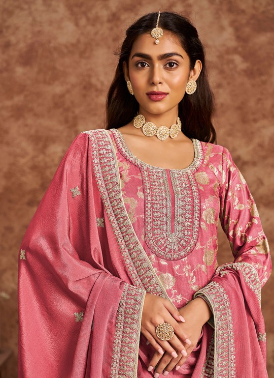 212D Pink Dola Jacquard Embroidered Semi-Stitched Salwar Kameez 212D Pink Dola Jacquard Embroidered Semi-Stitched Salwar Kameez