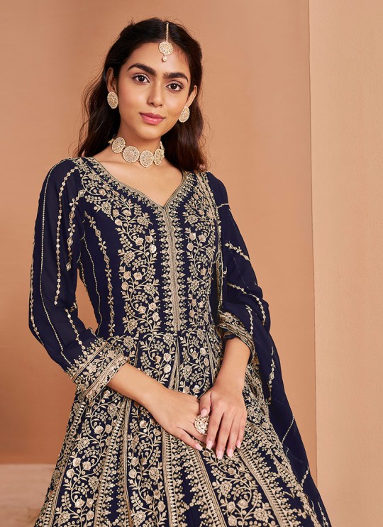 213C Blue Faux Georgette Embroidered Semi-Stitched Anarkali Suit 213C Blue Faux Georgette Embroidered Semi-Stitched Anarkali Suit