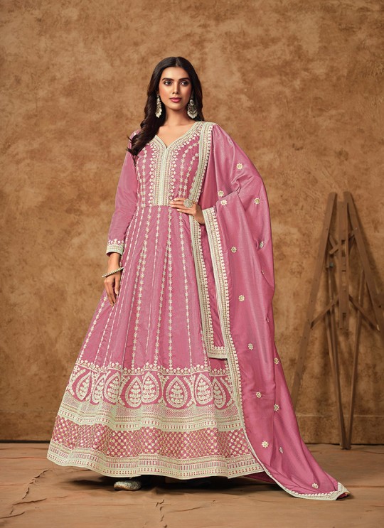 214A Pink Dolla Silk Embroidered Semi-Stitched Anarkali Suit 214A Pink Dolla Silk Embroidered Semi-Stitched Anarkali Suit