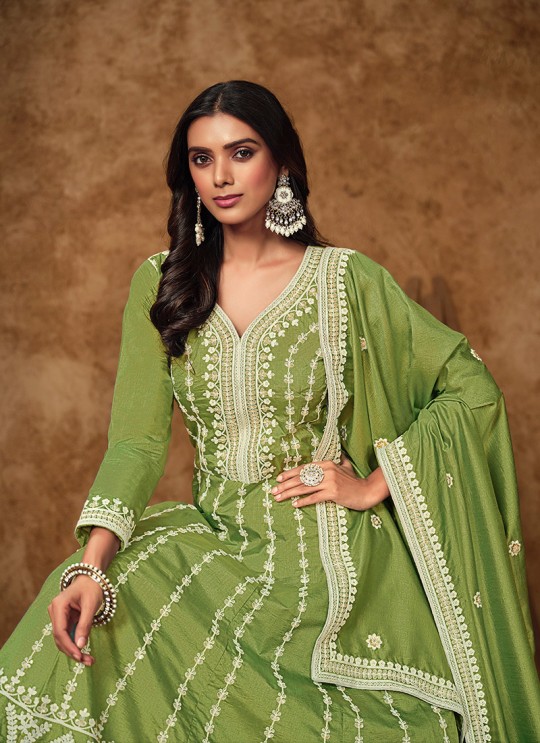 214B Light Green Dolla Silk Embroidered Semi-Stitched Anarkali Suit 214B Light Green Dolla Silk Embroidered Semi-Stitched Anarkali Suit