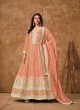 214D Peach Dolla Silk Embroidered Semi-Stitched Anarkali Suit 214D Peach Dolla Silk Embroidered Semi-Stitched Anarkali Suit