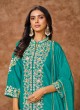 215C Teal blue Dolla Silk Embroidered Semi-Stitched Palazzo Suit 215C Teal blue Dolla Silk Embroidered Semi-Stitched Palazzo Suit