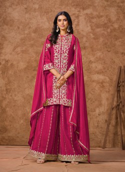 215D Rani PinkDolla Silk Embroidered Semi-Stitched Palazzo Suit