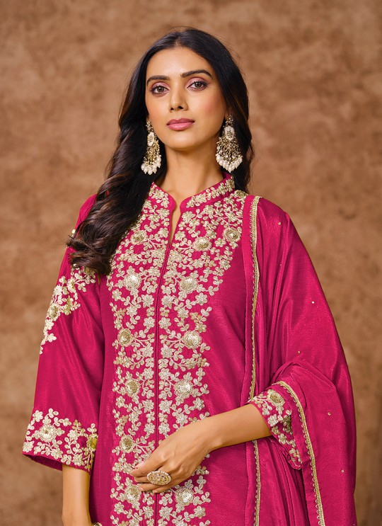 215D Rani PinkDolla Silk Embroidered Semi-Stitched Palazzo Suit