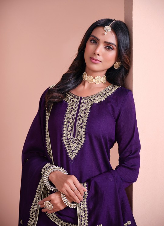 216A Purple Art Silk Embroidered Semi-Stitched Sharara Suit 216A Purple Art Silk Embroidered Semi-Stitched Sharara Suit