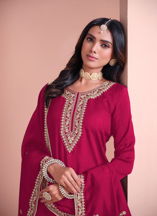 216B Rani Pink Art Silk Embroidered Semi-Stitched Sharara Suit 216B Rani Pink Art Silk Embroidered Semi-Stitched Sharara Suit