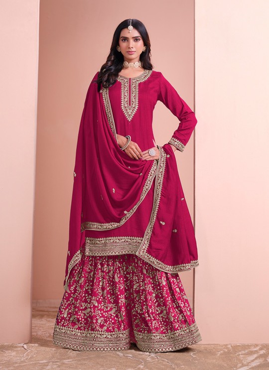 216B Rani Pink Art Silk Embroidered Semi-Stitched Sharara Suit 216B Rani Pink Art Silk Embroidered Semi-Stitched Sharara Suit