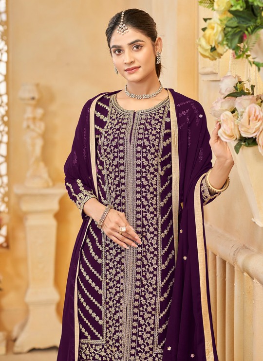 219B Wine Faux Georgette Embroidered Semi-Stitched Sharara Suit 219B Wine Faux Georgette Embroidered Semi-Stitched Sharara Suit