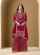 220D Rani Pink Art Silk Embroidered Semi-Stitched Sharara Suit