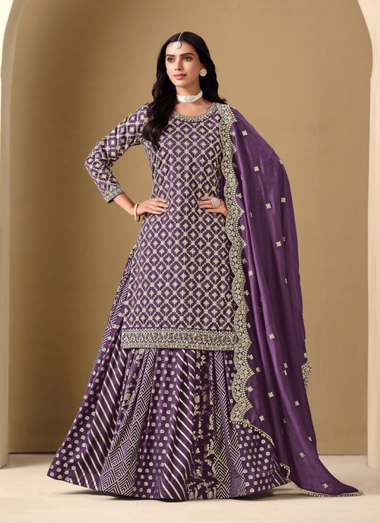 222B Purple Art Silk Embroidered Semi-Stitched Lehenga Suit 222B Purple Art Silk Embroidered Semi-Stitched Lehenga Suit