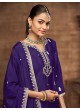 223B Purple Chinon Embroidered Semi-Stitched Palazzo Suit 223B Purple Chinon Embroidered Semi-Stitched Palazzo Suit