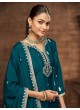 223C Teal Blue Chinon Embroidered Semi-Stitched Palazzo Suit 223C Teal Blue Chinon Embroidered Semi-Stitched Palazzo Suit