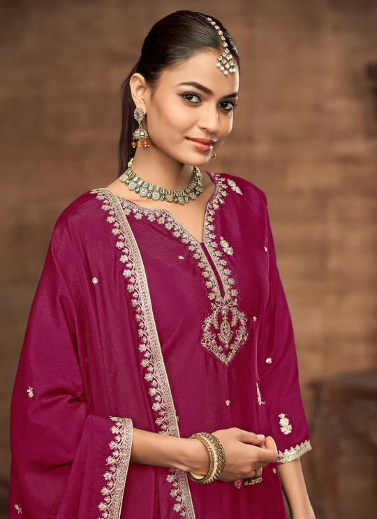 223D Dusty Pink Chinon Embroidered Semi-Stitched Palazzo Suit 223D Dusty Pink Chinon Embroidered Semi-Stitched Palazzo Suit