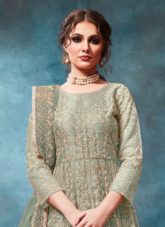 96003 Sea Green Embroidered Semi-Stitched Anarkali Suit 96003 Sea Green Embroidered Semi-Stitched Anarkali Suit