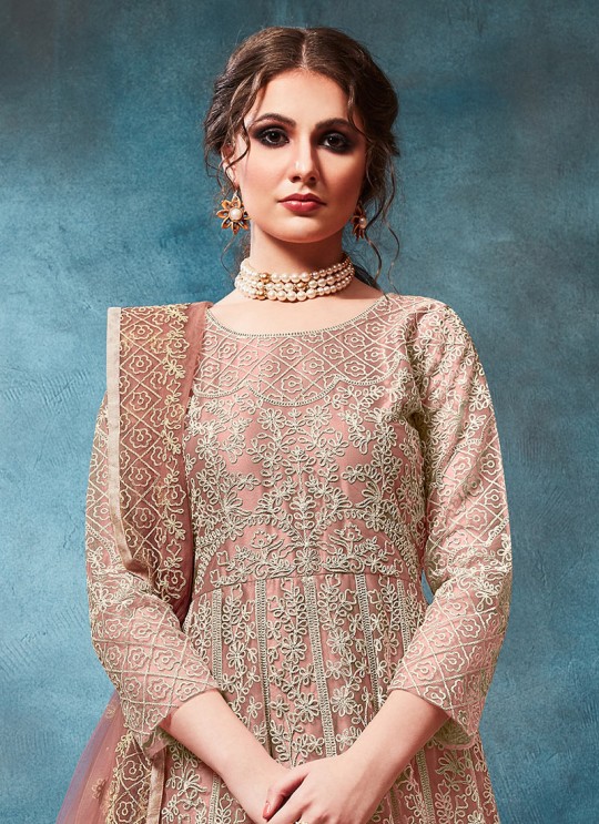 96004 Peach Embroidered Semi-Stitched Anarkali Suit 96004 Peach Embroidered Semi-Stitched Anarkali Suit