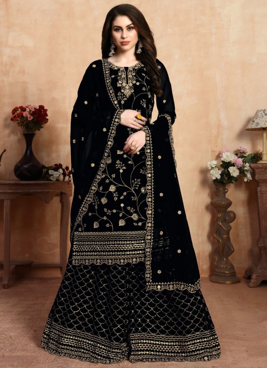 Embroidered Black Wedding Palazzo Suit Aanaya Vol 104 Dani Creation 402