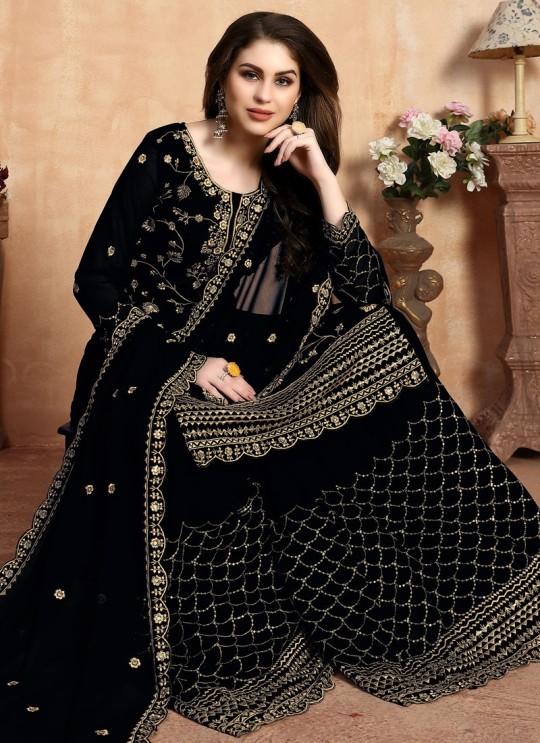 Embroidered Black Wedding Palazzo Suit Aanaya Vol 104 Dani Creation 402