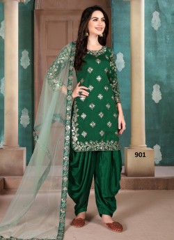 Aanaya Vol 109 By Dani Fashion 901 Green Art Silk Designer Patiala Salwar Suit