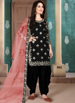 Aanaya Vol 109 By Dani Fashion 902 Black Art Silk Designer Patiala Salwar Suit