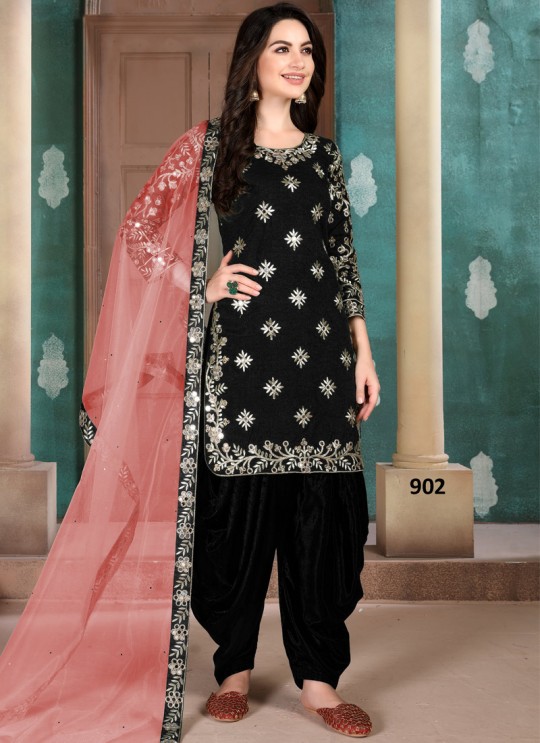 Aanaya Vol 109 By Dani Fashion 902 Black Art Silk Designer Patiala Salwar Suit