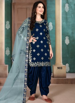 Aanaya Vol 109 By Dani Fashion 903 Blue Art Silk Designer Patiala Salwar Suit